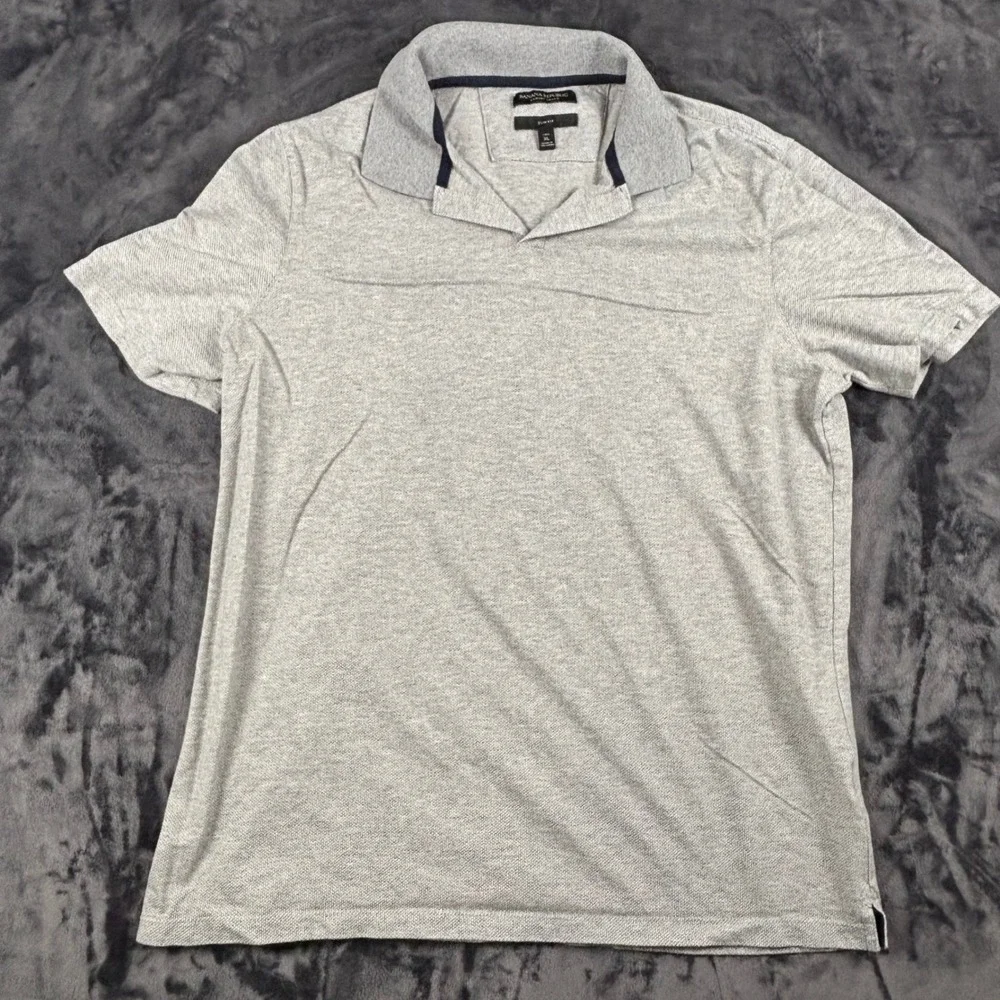 Banana Republic Polo Shirt Mens XL Tall Gray Luxury Touch Slim Fit 3819